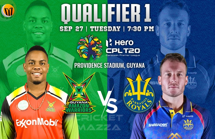 Guyana Amazon Warriors vs Barbados Royals 1st Match of Qualifier Preview, Probable XI, Match Prediction, Pitch Report & More
